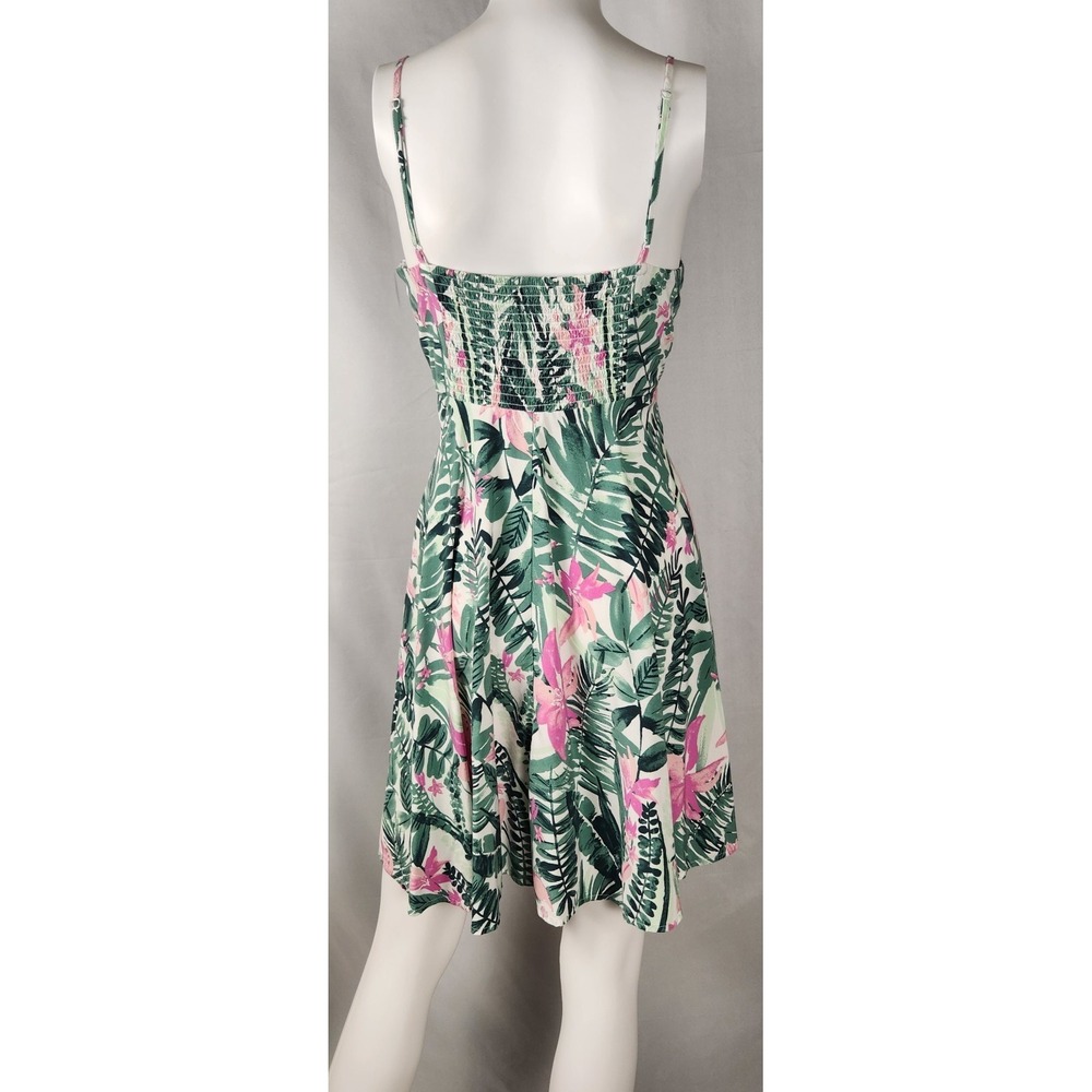 Old Navy Juniors Fit-Flare Aloha/Coconutgirl/Y2K/Indie Cami Pink Palm Sundress L - Picture 2 of 11